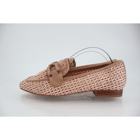 Steve Madden Womens Ryann Chain Loafers Beige Pink Rafia Square Toe Size 7 - Picture 5 of 12